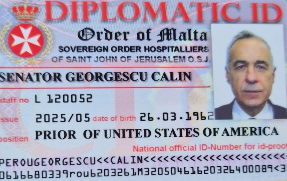 Legitimație diplomatică găsită la Călin Georgescu: Ambasadorul Ordinului de Malta neagă autenticitatea documentului