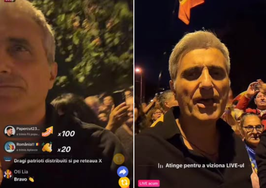 Câștiguri financiare pentru Robert Turcescu în timpul live-ului de la protestul pentru Călin Georgescu